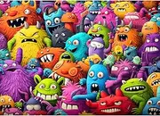 HUADADA Jigsaw Puzzles for Adults 1000 Pieces, Puzzles for Adults 1000 Piece, Challenging Game Toys, Impossible Puzzle, Family Decoration Puzzle - Crazy Monsters