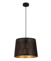 Penshade Interior Slanted with Fleur Pattern Laser Cut Pendant Light Black