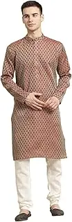 [Sojanya] (Since 1958 Jacq Silk Maroon Self Design Kurta & Off-White Churidar Men's Pyjama Set