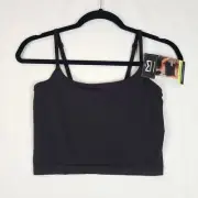 Maidenform Smoothing Seamless Cropped Cami Womens Medium Black Built in Bra NWT
