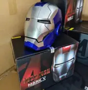 Iron Man MK5 Blue Ver. 1:1 Wearable Helmet Voice-control Cosplay Mask Show Prop