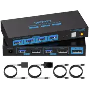8K@60Hz Displayport Kvm Switch 1 Monitors 2 Computers USB 3.0 DP1.4 Kvm Switc...