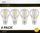 4 x LED 6W Warm White 2700K Light Globes Bulbs Lamps Clear GLS Bayonet B22