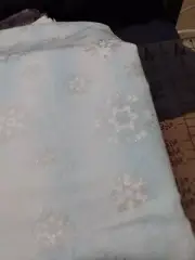 Light blue/ silver glitter snowflakes cotton quilting fabric