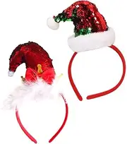 [ifundom] Sequin Hat Headbands 2 Pack Xmas Hair Clasps Sturdy and Stylish Christmas Headwear