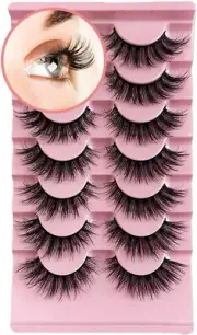 Eyelashes Premium False Wispy Lashes Curl D Eyelashes Natural Look 7 Pairs Th...
