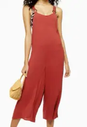 NEW TOPSHOP Tort Ring Straps Wide Leg Rust Jumpsuit Size Medium 8-10 NWT