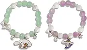 [Gogirina] Kuromi and My Melody Sanrio Bracelets, Cinnamoroll Crystal Bead Bracelet, Cartoon Kawaii Elastic Beaded Bracelets for Girls Women Friendship Jewelry