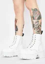 [New Rock] White Knife Combat Boots