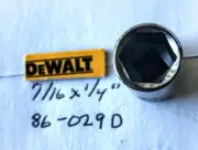 De Walt 7/16" x 1/4" Dr Shallow Polished Chrome Socket 86-029D 6Pt Free Ship