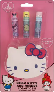 Hello Kitty & Friends 3Pck Lip Gloss & Cosmetic Bag