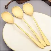 Tablespoons 3 Pack Household Brass Long Handle Spoon Frosted Main Meal Creative Spoon Eating Spoon Serving Spoon (Color : 3 pcs)