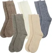 [PACKOVE] 5 Pairs Wool Socks Thick Soft Wool Socks Winter Warm Boot Socks Cozy Socks House Slippers Socks Ankle Hiking Running Socks Outdoor Indoor Socks for Women
