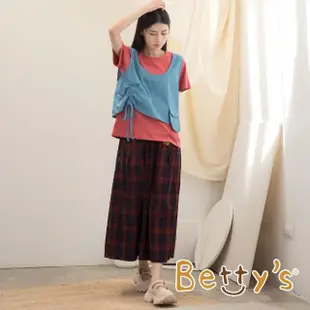 【betty’s 貝蒂思】假兩件牛仔背心上衣(桃紅)