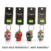Candy Skull Bright Colours Keychain with Flowers Over the Eyes Assorted Colours