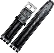 NPKNGZTATW Leather Watch Band17mm 19mm For Swatch Watch Waterproof Leather Watch Strap Band For Swatch Watch strap(B,17mm)