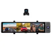 3 Lens Mirror Car Dash Cam Touch Screen 1080P Front Inside Rear Camera G-Sensor (for: Honda Civic)