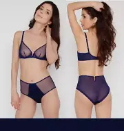 Mimi Holliday Opium Niche Sexy Brief Silk Navy/Indigo Sz S (fits like Medium!)