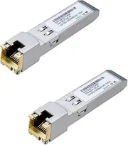 LINOVISION 1.25G SFP to RJ45 Copper Gigabit Ethernet Transceiver, Up to 100 Meters Distance, 1000BASE-T SFP-T Converter for Cisco, D-Link, Supermicro, Netgear, TP-Link and More (2 Pack)
