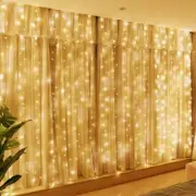 300LED Fairy Curtain Lights, 9.8x9.8Ft Warm White USB Plug in 8 Modes Christm...
