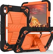 YINLAI for iPad 11th Generation Case A16 (2025 11-inch)/ iPad 10th Generation (2022 10.9-Inch) Case, Heavy Duty Cover Rugged with Pencil Holder and Adjustable Kickstand Protective Tablet Cover, Orange