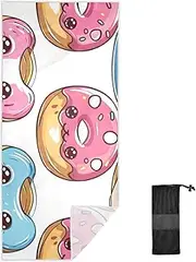 Cartoon Cute Colorful Donuts towels extra large 31" x 70" Sand Free Quick Dry kids beach towels for girls for Kids & Adults