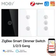 MOES 1/2/3Gang Tuya ZigBee Smart Light Dimmer Switch Wall Touch Alexa Google App