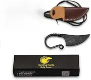 Hand-Forged Celtic Pocket Knife - Hardened Fixed Blade - Hidden Neck Knife for Women Self-Defense - Vintage Genuine Leather Case
