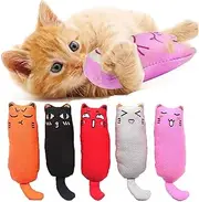 Catnip Toys,5Pcs Interactive Catnip Pillow Toy for Cats, Cartoon Mice Cat Teething Chew Toy for Indoor Cats and Kittens (5PCS Cats)