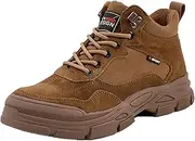 [SDEQA] Mens Work Safety Boots Durable Steel Toe Shoes High-Top Leather Indestructible Shoes Non-Slip Work Shoes Industial Construction Footwear