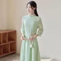 在飛比找Very buy優惠-漢服女中國風茶服仙氣飄逸古風女裝春夏禪意長款民族風洋裝