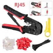 RJ45 RJ11 Crimp Tool Cat5 Modular Data Plug Nylon Cable Tie Stripper 30x Covers