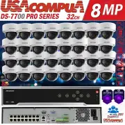Hikvision 32 CH Security System NVR KIT 32 PoE Dome IP Camera 4MP W/ 8TB HDD