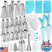 Makmeng Piping Bags and Tips Set - 50Pcs Cake Decorating Supplies Kit with Ic