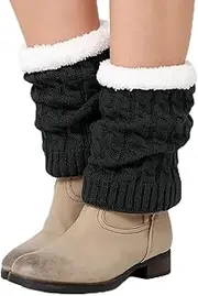 [ICJSIRWI] Knitted Thickened Woolen Knee Warmers,Warmers Woolen Winter Boot Covers,Knitted Boot Cuffs Leg Warmers Socks,Knitted Thickened Knee Warmers