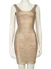 Gold Bodycon Bandage Mini Dress