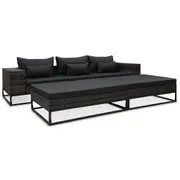 5 Piece Garden Sofa Set with Cushions Poly Rattan Grey vidaXL