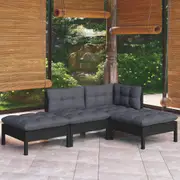 4 Piece Garden Lounge Set with Cushions Solid Pinewood vidaXL