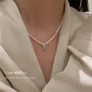 Beaded Baroque Freshwater Pearl Necklace with Artificial Crystal pendant
