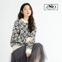 在飛比找蝦皮商城優惠-iNio 衣著美學 雪花圖騰 甜美 圓領 毛衣 針織上衣 長