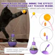 Interactive Cat Toy w/ Ball & Feather - Indoor Play for Cats/Kittens
