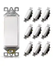 Decor 15 Amp 120 Volt 3 Way Rocker AC quiet Light Switch (Pack of 10)