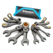 12-Piece Anti-Slip Flex-Head Ratcheting Wrench Set, Stubby Combination Wrench