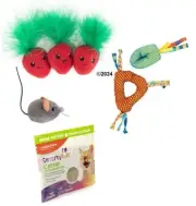 Outward Hound Assorted Cat Toys Bundle & Bonus SmartyKat CatNip w/ Silvervine