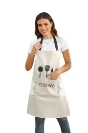 Kitchen Apron With Hand Wipe Waterproof Oilproof Pockets Women Apron With poc...