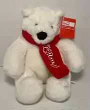 Coca Cola 2010 Polar Bear Christmas Polar Bear With Scarf Stuffed 8 Inch NWT