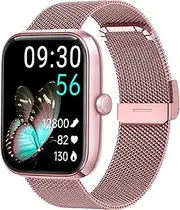 Smart Watch Women [2 Bands, 44mm case] Alexa Fitness Tracker, Heart Rate, Sleep, Stress Monitor, IP68 Waterproof Smartwatch, Make/Answer Calls, Compatible with iPhone & Android Phones