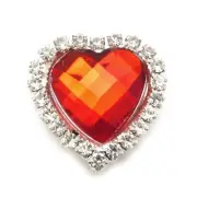Heart-shaped Kimono Obi Clip with Rhinestones, Modern Yukata Accessory