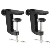 2Pcs 0.29"/0.47" Hole Dia. Table Mount Clamp for Microphone Arm Lamp Stand Black