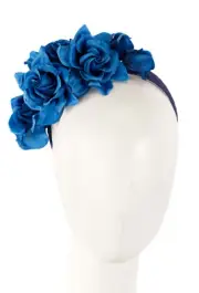 Royal Blue flower headband racing fascinator Max Alexander 100% Family Business